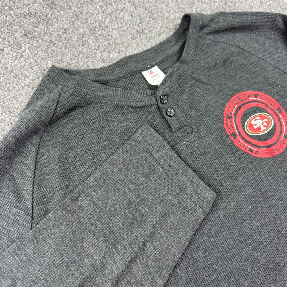 NFL Team Apparel Henley Size XL Gray San Francisco 49ers Waffle Knit Men's